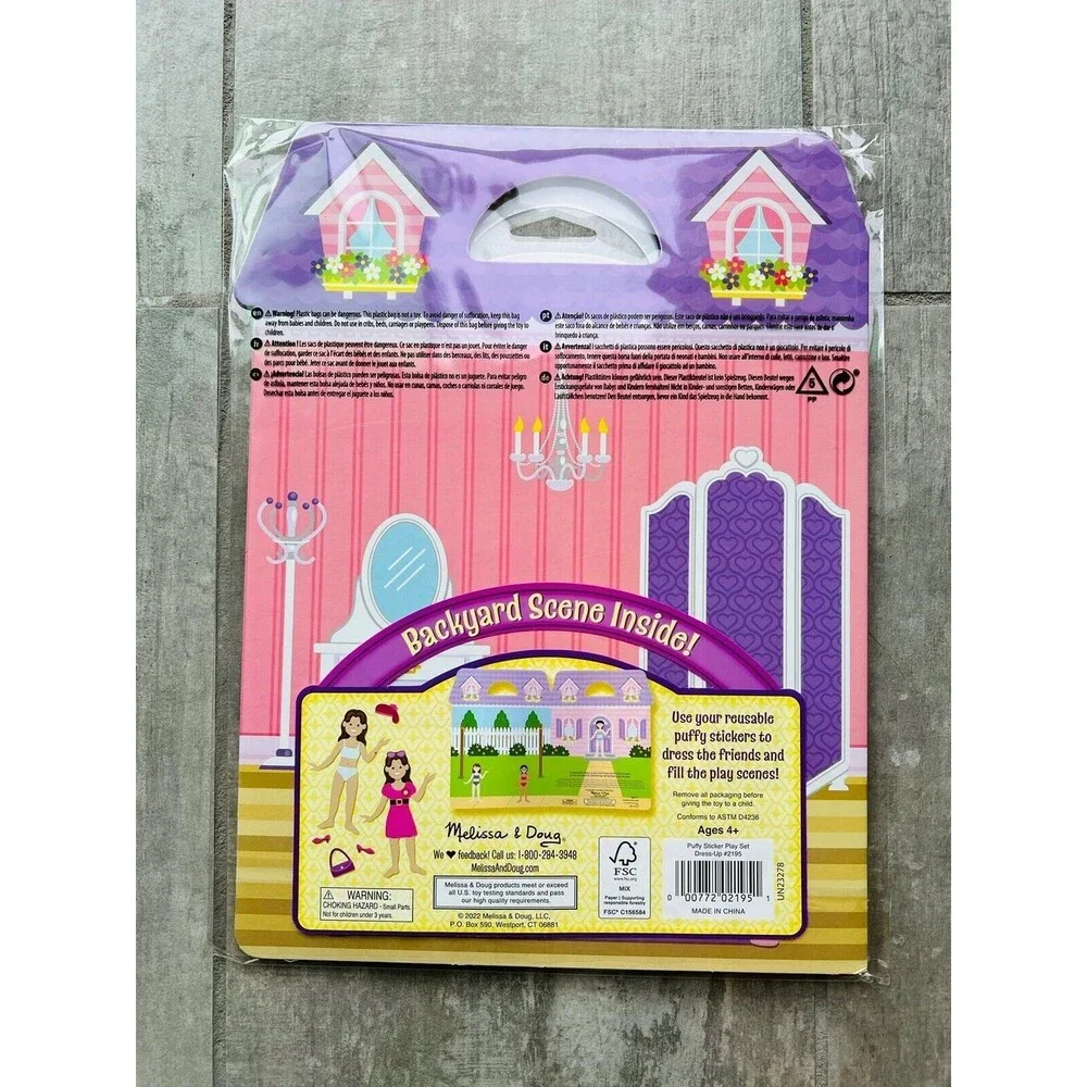 Melissa & Doug Dress Up 76 Reusable Puffy Sticker Play Set w/ Fold & Go Scenes